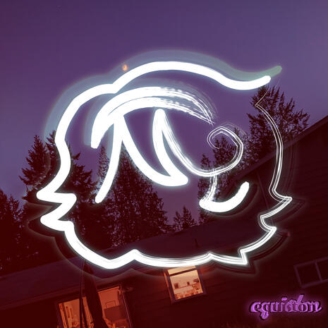 Pictures of Abel A glowing abstract character outline on a purple picture of a house at night.