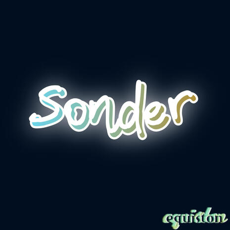 Sonder Glowing white text with a blue and orange gradient highlight reads "Sonder" on a deep blue background