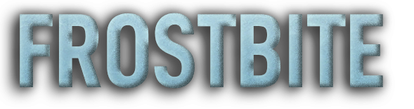 FROSTBITE Blue, ice-like text which reads "Frostbite" in capital letters